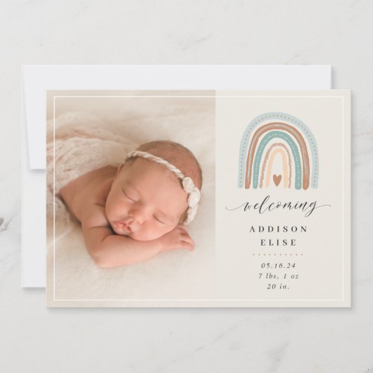 Arc-en-ciel Boho | Faire-part de naissance photo (Devant)