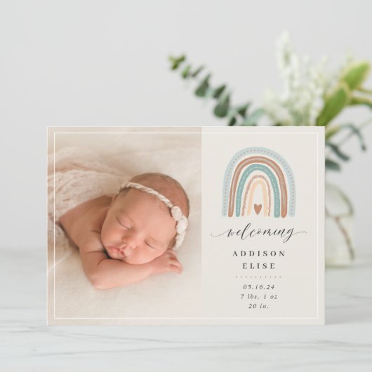 Arc-en-ciel Boho | Faire-part de naissance photo (Debout devant)
