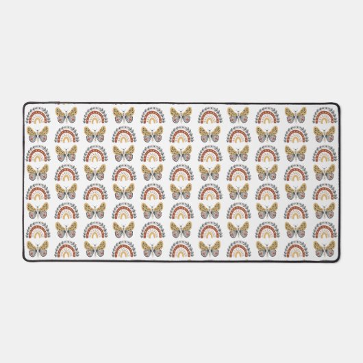 Arc-en-ciel Boho Motif gris jaune blanc (Recto)