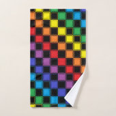 Arc-en-ciel Checkered rayé et noir (Serviette à main)