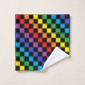 Arc-en-ciel Checkered rayé et noir (Gant de toilette)