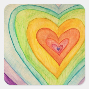 Arc en ciel Coeurs d'amour Art Autocollants person