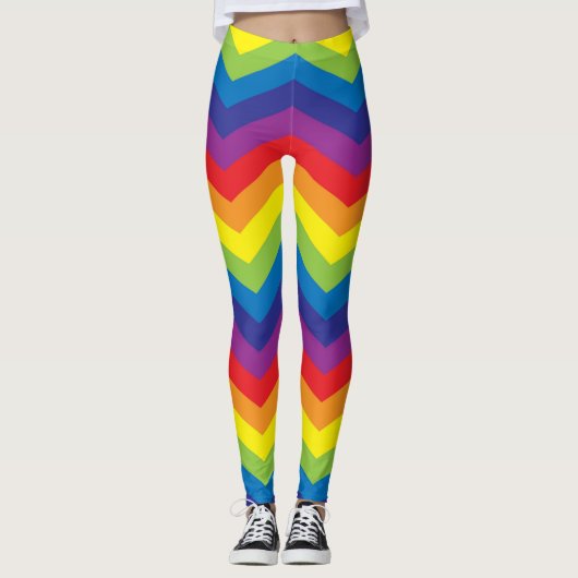 Arc en ciel coloré Chevron Zigzag Leggings (Devant)