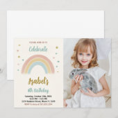 Arc-en-ciel coloré Invitation d'anniversaire avec  (Devant / Derrière)