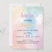 Arc-en-ciel coloré première invitation anniversair (Devant)