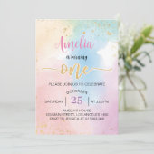 Arc-en-ciel coloré première invitation anniversair (Debout devant)