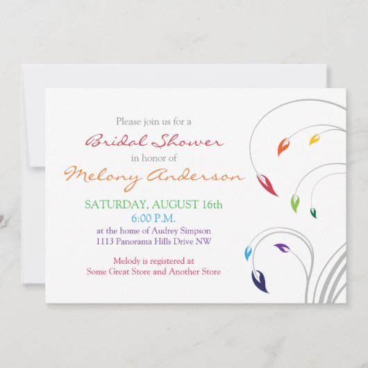 Arc-en-ciel Couleurs Floral Bridal Show Invitation (Devant)