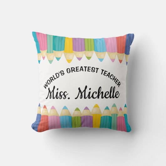 Arc-en-ciel crayons Mondes Meilleur coussin enseig (Recto)