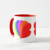 Arc-en-ciel de ballons de coeur Combo Mug (Devant gauche)