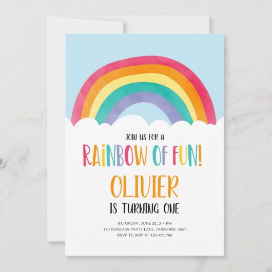 Arc-en-ciel de Fun Blue Boy Invitation d'anniversa (Devant)