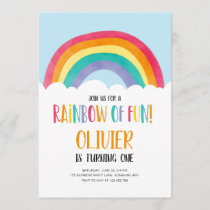 Arc-en-ciel de Fun Blue Boy Invitation d'anniversa