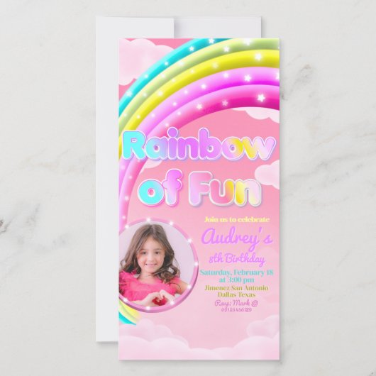 Arc en ciel de plaisir avec Invitation de téléphon (Devant)