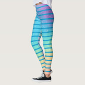 Arc-en-ciel doux Pastel Gradient Stripes Leggings (Gauche)