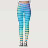 Arc-en-ciel doux Pastel Gradient Stripes Leggings (Devant)