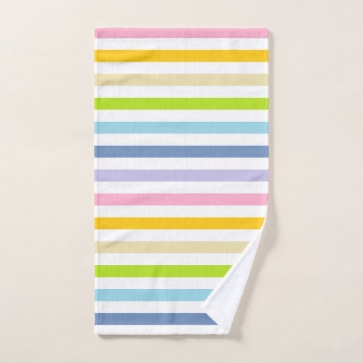 Arc-en-ciel en pastel et rayures blanches (Serviette à main)