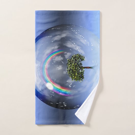 Arc en ciel et arbre vert (Serviette à main)