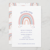 Arc en ciel et coeur 1er anniversaire invitation (Devant / Derrière)