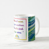 Arc-en-ciel et étoiles - Mug bleu motivationnel (Devant droit)