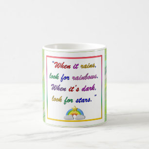 Arc-en-ciel et étoiles - Mug vert motivationnel