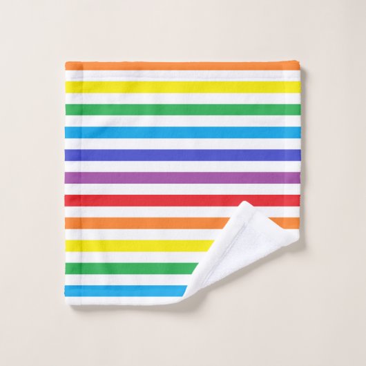 Arc-en-ciel et rayures blanches (Gant de toilette)