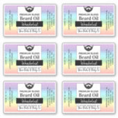 Arc-en-ciel Étiquette d'huile de barbe avec ingréd (Devant)