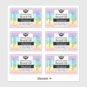 Arc-en-ciel Étiquette d'huile de barbe avec ingréd (Feuille)