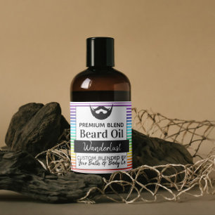 Arc-en-ciel Étiquette d'huile de barbe avec ingréd