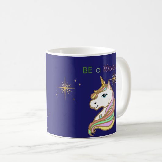 Arc-en-ciel, étoiles et Mug magique Unicorne (Devant droit)