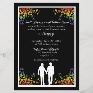 Arc-en-ciel fleurit Gay Wedding Invitations