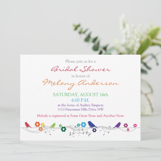 Arc-en-ciel Fleurs d'oiseau nuptiale Invitation à  (Debout devant)