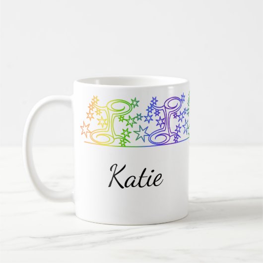 Arc-en-ciel Gemini Star Sign Mug personnalisée (Gauche)
