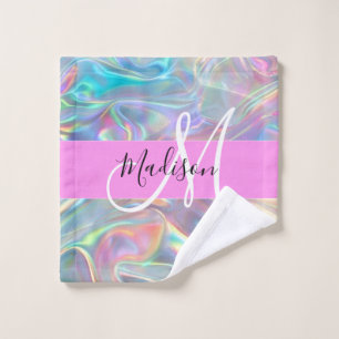Arc-en-ciel Girly Holographique Iridescent Monogra