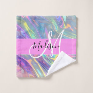 Arc-en-ciel girly holographique iridescent monogra