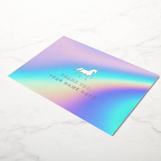 Arc-en-ciel holographique | Unicorn Merci Cartes (Rotation)