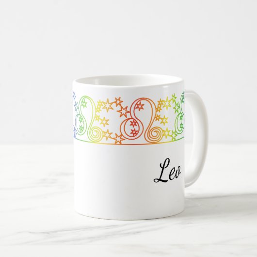 Arc-en-ciel Leo Star Signal Bordure Mug personnali (Devant droit)