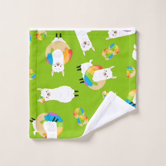 Arc-en-ciel Llama Donuts Enfants Serviettes de bai (Gant de toilette)