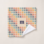 Arc-en-ciel Mid-Century Moderne Monogramme Motif (Gant de toilette)