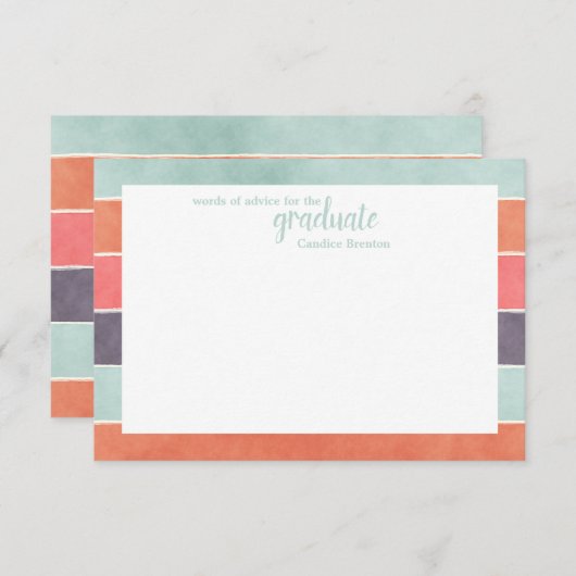 Arc-en-ciel moderne rayures WordConseils Cartes (Devant / Derrière)