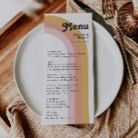 Arc-en-ciel moderne rétro 70's | Menu Dîner Mariag<br><div class="desc">Cet arc-en-ciel moderne rétro des années 70 | Le menu du dîner mariage est parfait pour votre simple réception de mariage vintage, d'or rose et de rose vif. Conçu avec des éléments d'une arche boho classique et colorée et des rayures super minimalistes. L'aménagement a une atmosphère abstraite de plage tropicale...</div>