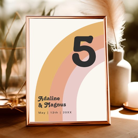 Arc-en-ciel moderne rétro 70's | Numéro de table