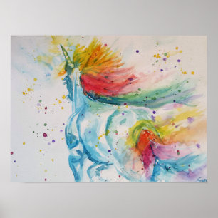 Arc-en-ciel Mon Cheval est un Licorne Joli Affiche