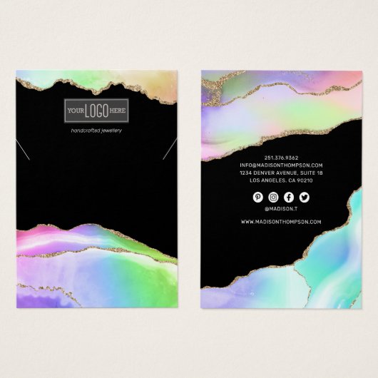Arc-en-ciel Pastel Agate Écran de collier (Devant & derrière)