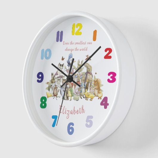 Arc en ciel Peter le lapin et amis Mur horloge (Angle)