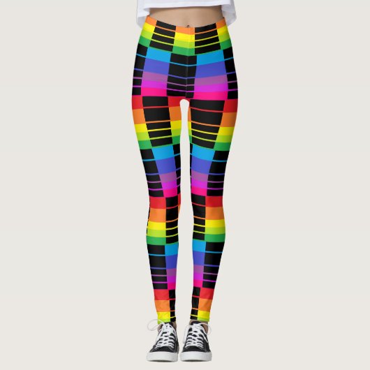Arc-en-ciel Rectangles Leggings Colorful Stretch P (Devant)