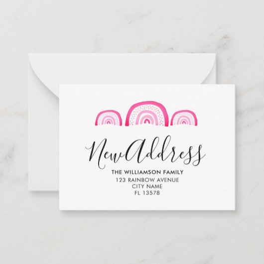 Arc-en-ciel rose Faire-part moderne (Devant)