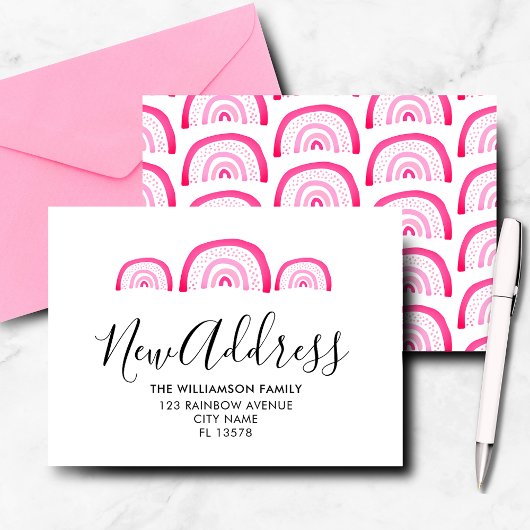 Arc-en-ciel rose Faire-part moderne