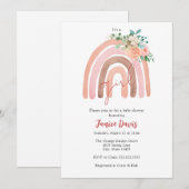 Arc-en-ciel rose, Invitation Baby shower fille Boh (Devant / Derrière)