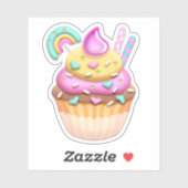 Arc-en-ciel rose | Sticker Cupcake (Feuille)