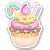 Arc-en-ciel rose | Sticker Cupcake (Devant)