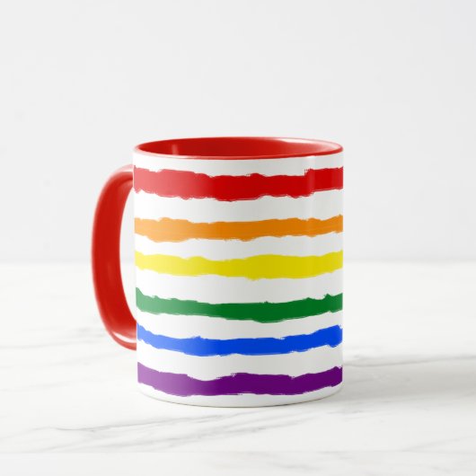 Arc-en-ciel rugueux rayures café Mug (Devant gauche)